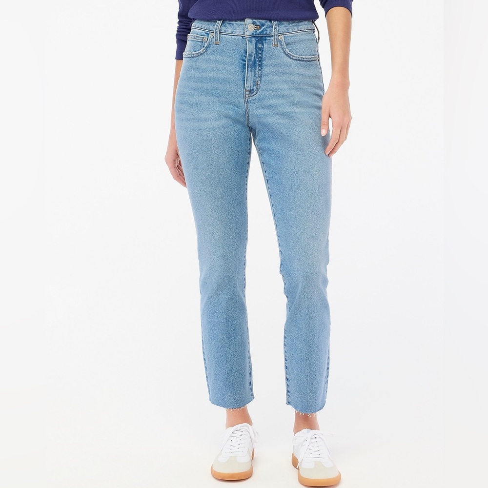 NWT J Crew Essential Straight Jean Blue 28 Raw Hem 26” length